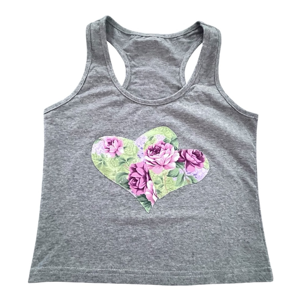 Aloha Handmade Floral Heart Crop Tank | Size M 
NWOT